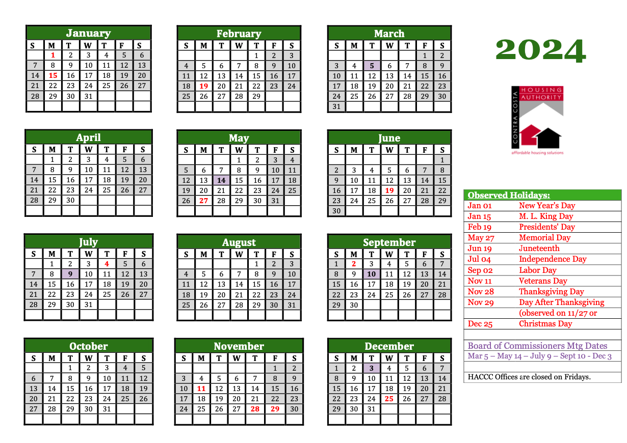 Calendar - Contra Costa Housing Authority Calendar - Contra Costa Housing Authority